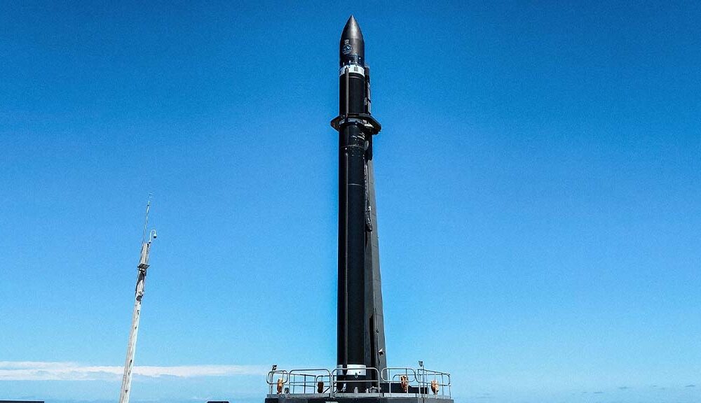 Rocket Lab Electron Rocket on Pad B at Rocket Lab's Launch Complex 1 in New Zealand