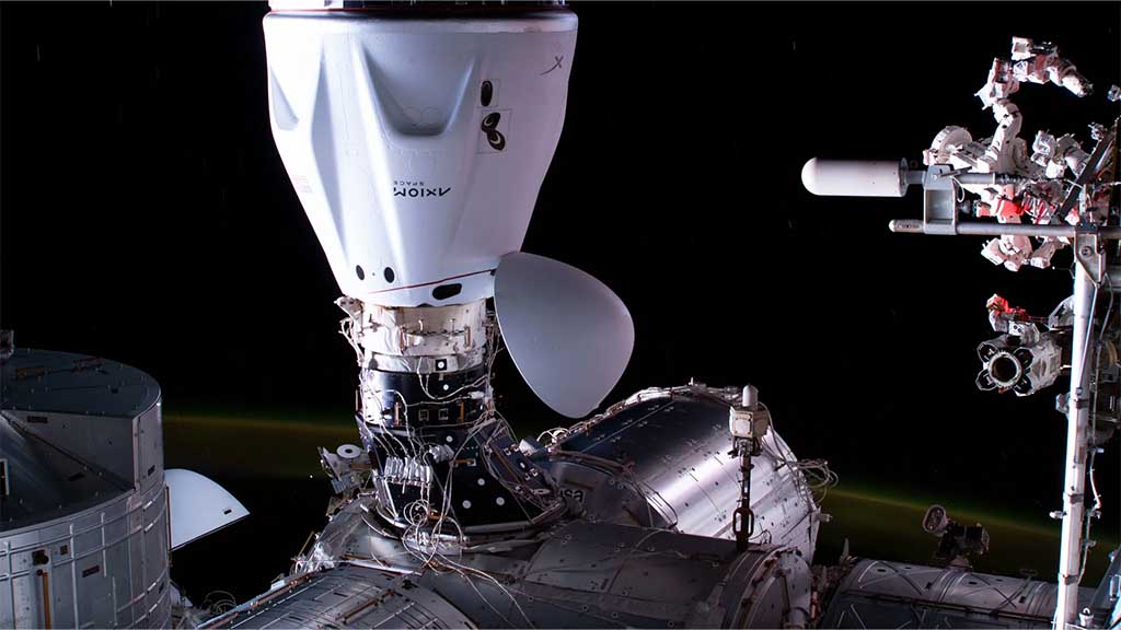 SpaceX Dragon spacecraft docking at International Space Station (ISS)
