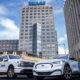 Ford F-150 Lightning Pro truck and Ford Mustang Mach-E SUV at Ecolab headquarters