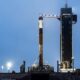 SpaceX Falcon 9 and Dragon Spacecraft vertical on launch pad