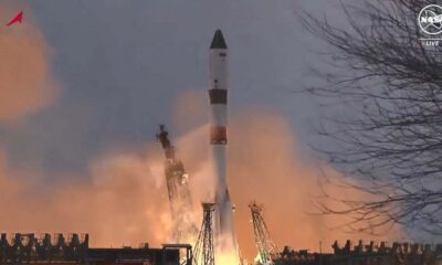 The Progress 87 cargo craft launches to the International Space Station from the Baikonur Cosmodrome in Kazakhstan on Feb. 14, 2024