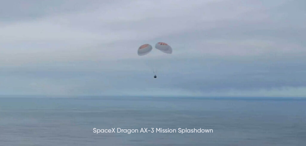 SpaceX Dragon Ax-3 Mission Splashdown