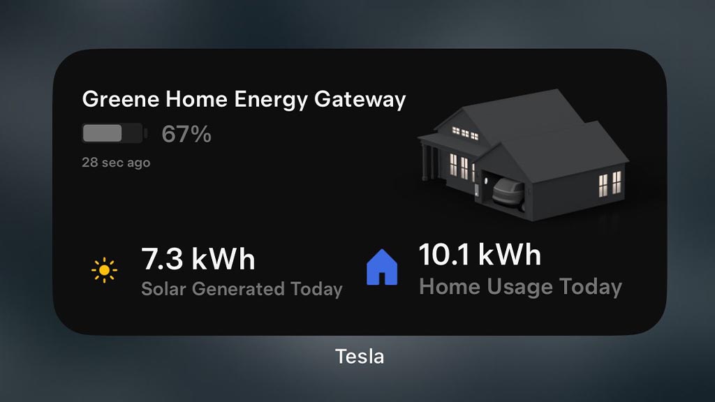 Tesla Powerwall and Tesla Solar widget