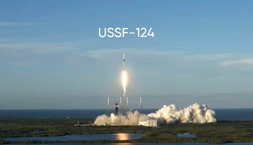 SpaceX Falcon 9 Rocket Lifting off with USSF-124 mission payload