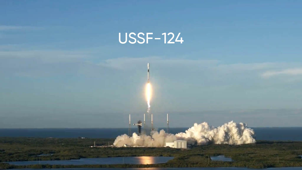 SpaceX Falcon 9 Rocket Lifting off with USSF-124 mission payload