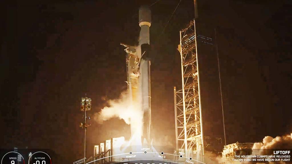 SpaceX Falcon 9 Rocket Lifting off from Launch Complex 39A (LC-39A) at NASA's Kennedy Space Center in Florida with 23 Starlink Satellites on March 23, 2024