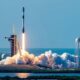 Space X Falcon 9 rocket lifting off from Launch Complex 39A (LC-39A) at NASA's Kennedy Space Center in Florida