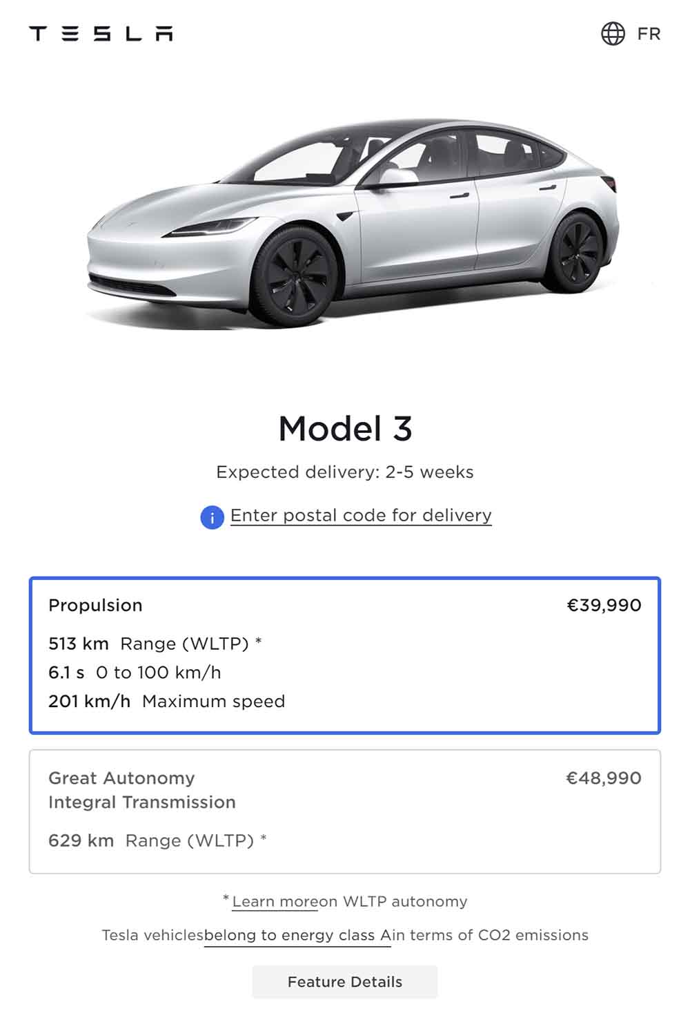 Tesla Model 3 France Price April 2024