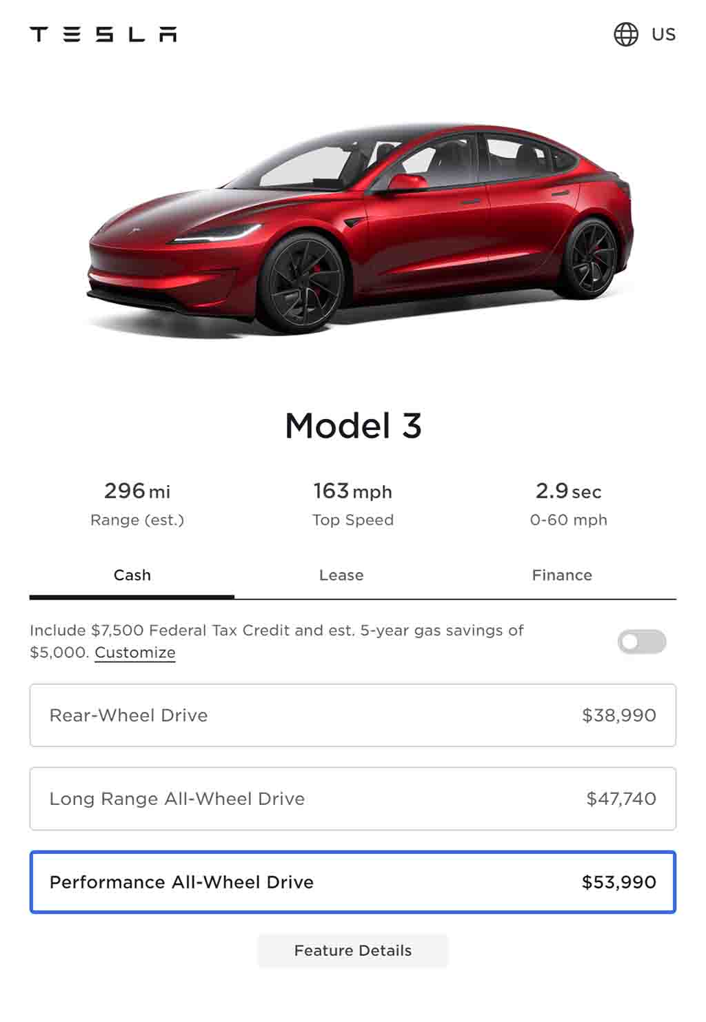 New Tesla Model 3 Performance Price Hike
