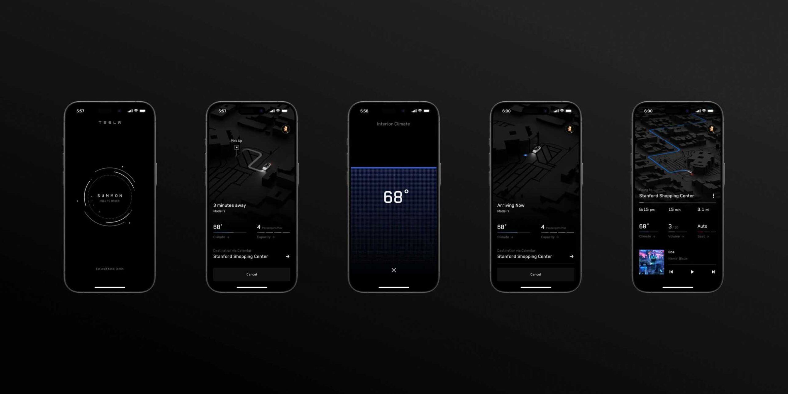 Tesla Ride-Hailing App User Interface (AI) Preview