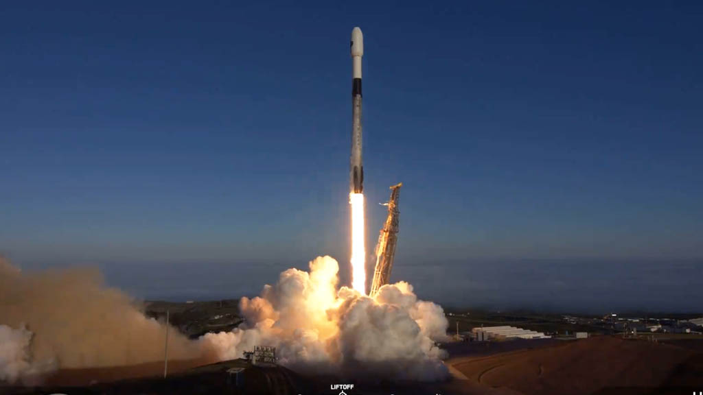 SpaceX Falcon 9 Launch Vehicle Lifting off with U.S. Space Force (USSF-62) Weather Systems Follow-on-Microwave (WSF-M) satellite from Space Launch Complex 4 East at Vandenberg Space Force Base in California