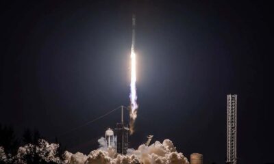 SpaceX Falcon 9 liftoff from Launch Complex 39A at NASA's Kennedy Space Center in Florida