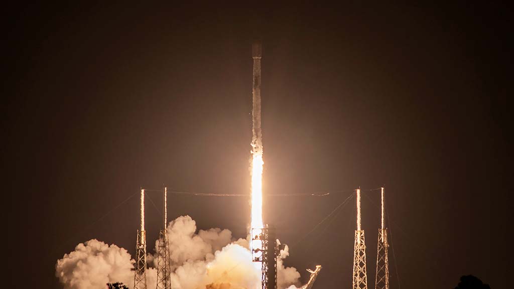 SpaceX Falcon 9 Launch Vehicle Lifting off from Space Launch Complex 40 at Cape Canaveral Space Force Station in Florida