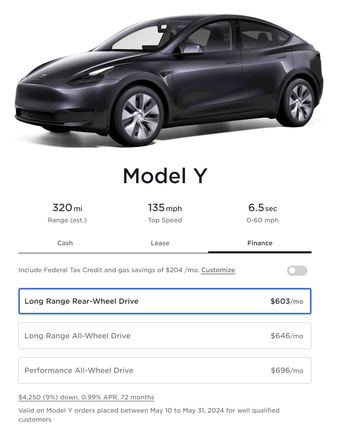 Tesla Model Y 0.99% APR Financing Offer Until May 31, 2024