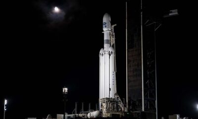 SpaceX Falcon Heavy Standing Vertical On Launch Pad