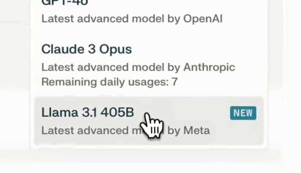 Meta Llama 3.1 405B on Perplexity