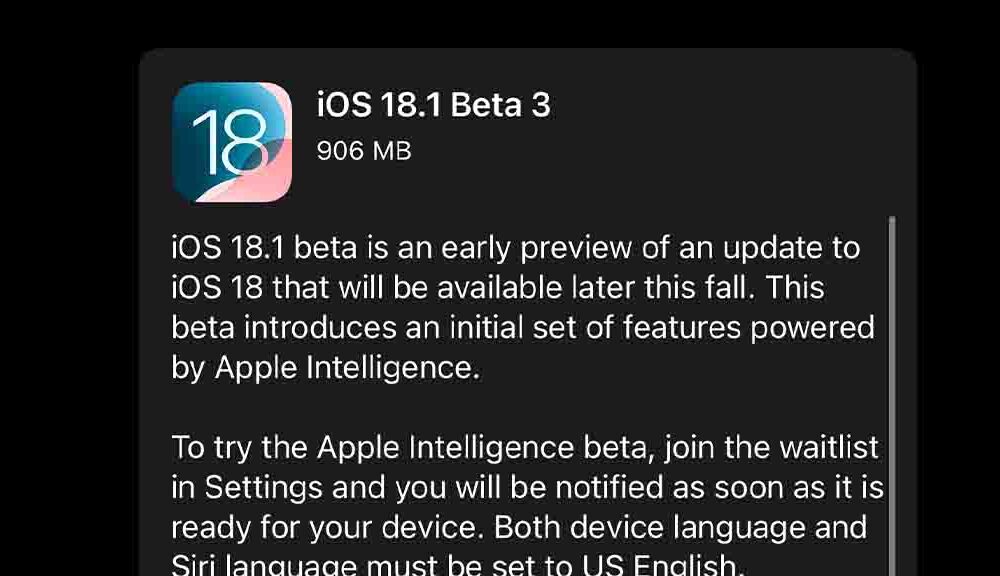 iOS 18 Beta 3