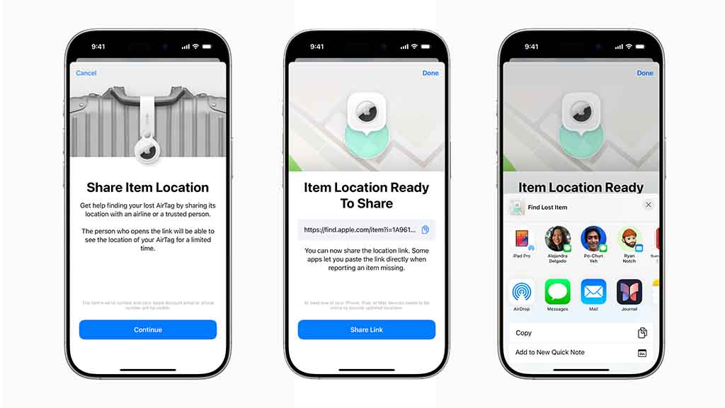 Share Item Location feature on iOS 18.2