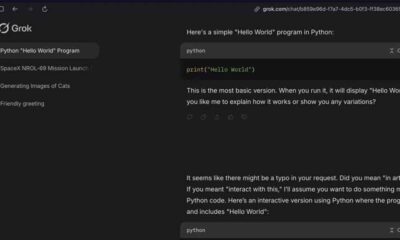 xAI Grok conversation history tab