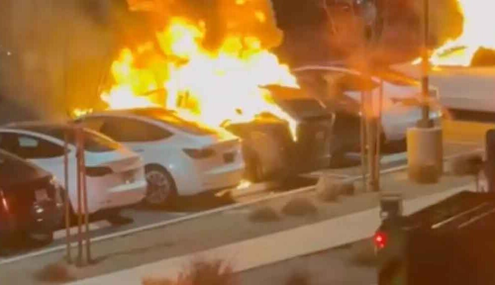 tesla fire las vegas