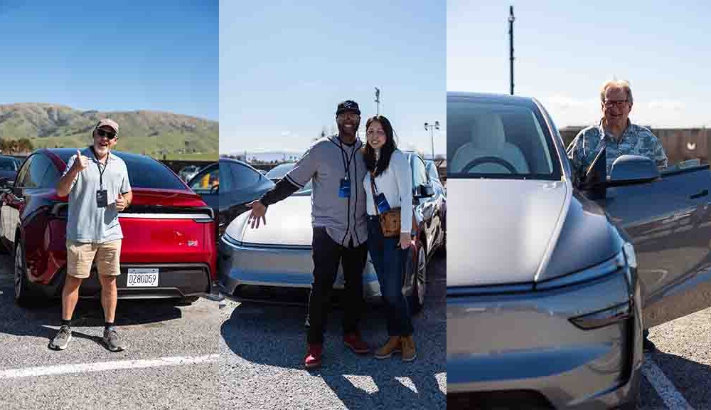 Customers taking delivery of their new Tesla Model Y at Giga Texas and Fremont Factory