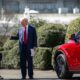 President Donald Trump, CEO, Elon Musk and Tesla Model S