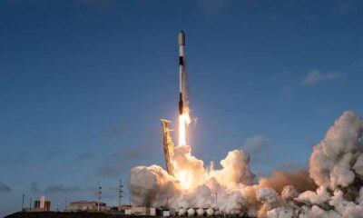SpaceX Falcon 9 rocket liftoff from Space Launch Complex 4 East at Vandenberg Space Force Base in California