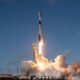 SpaceX Falcon 9 rocket liftoff from Space Launch Complex 4 East at Vandenberg Space Force Base in California