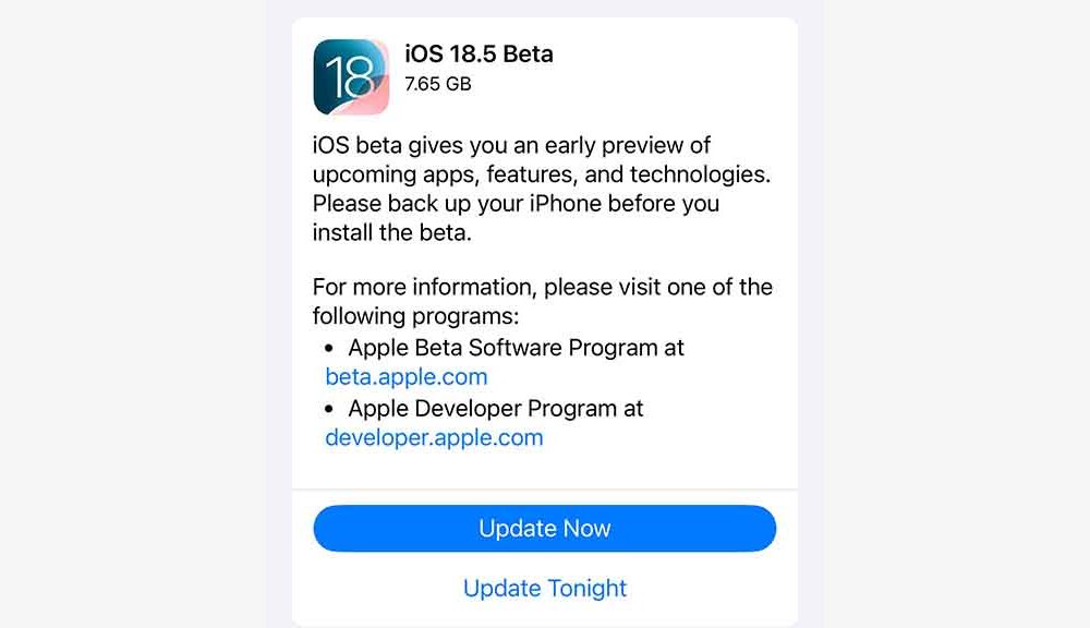 iOS 18.5 Beta 1