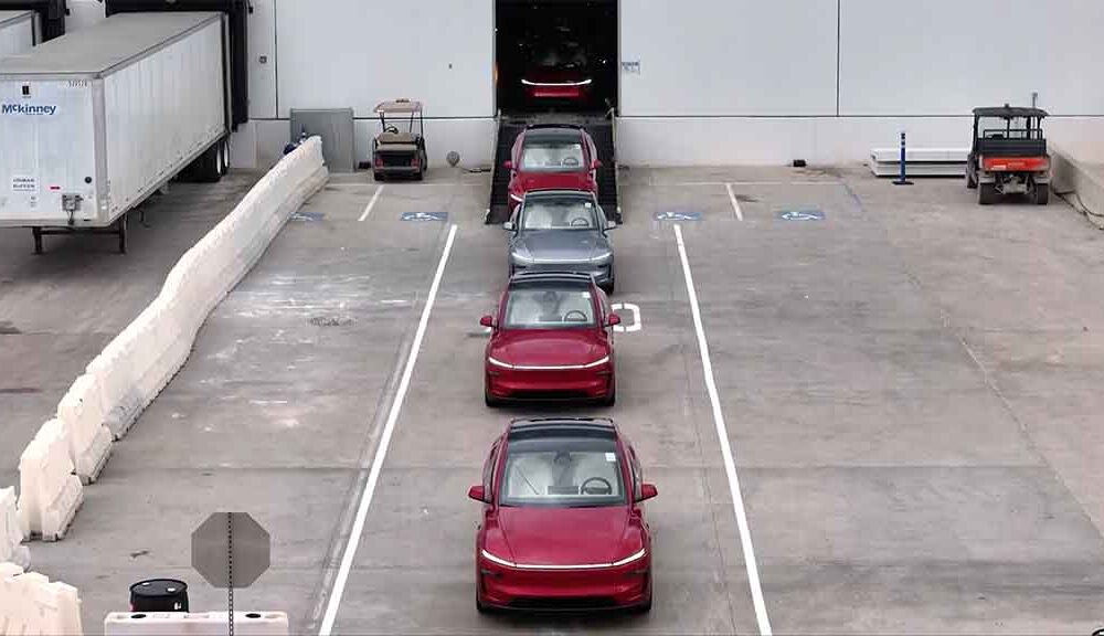 Tesla Model Y coming out of the production line