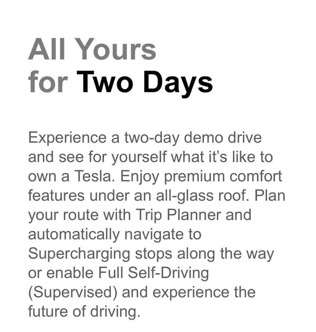 Tesla Two-Day Demo drive