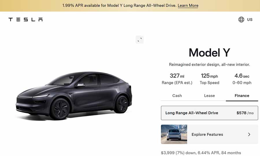 1.99% APR New Tesla Model Y