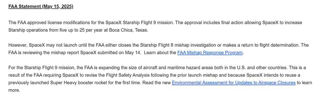 FAA Starship Flight 9