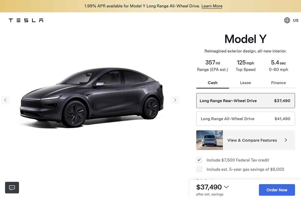 new Tesla Model Y RWD Long Range