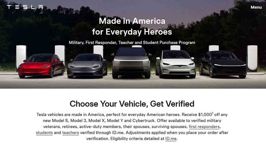 Tesla American Heroes program