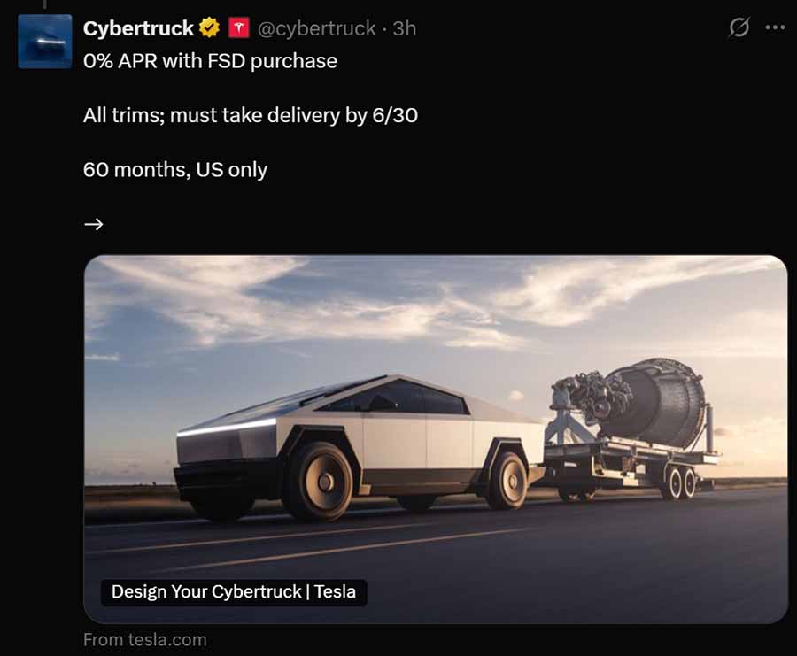 0% APR Tesla Cybertruck