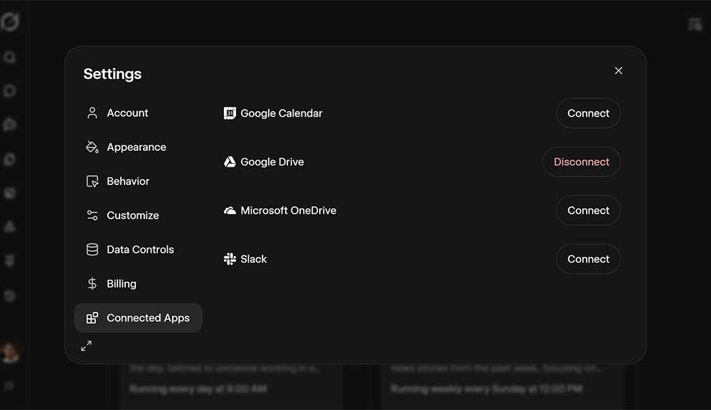 Grok Connected Apps Google Calendar Slack