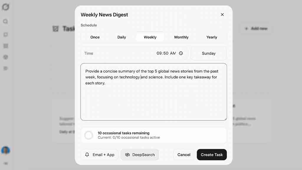 Grok tasks feature