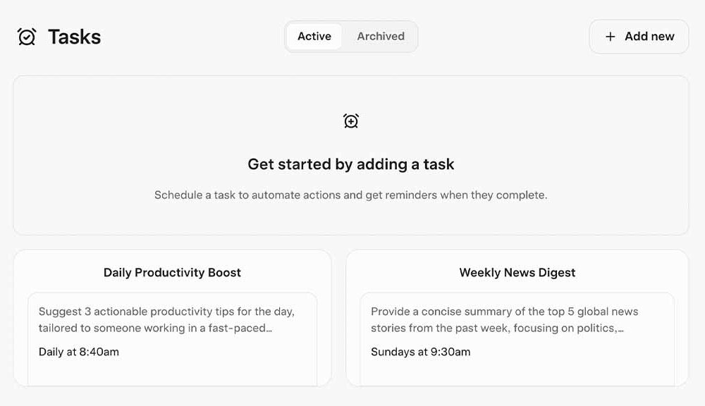 Grok tasks feature