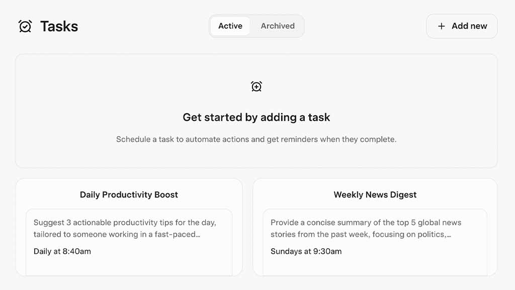Grok tasks feature