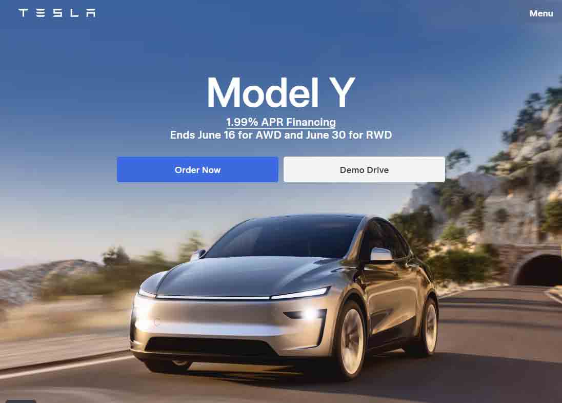 New Tesla Model Y 1.99% APR financing