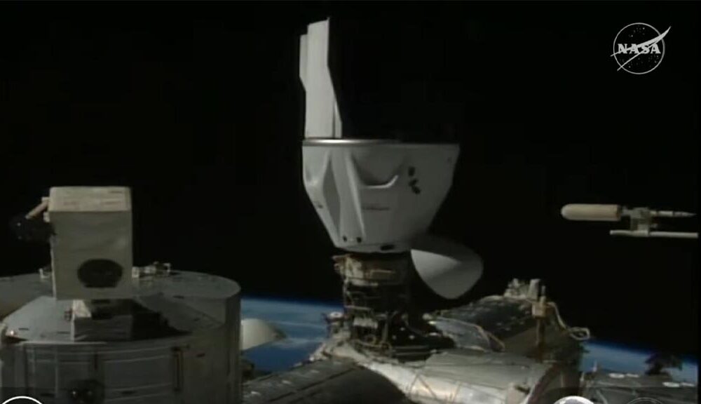 SpaceX Dragon spacecraft with Axiom Ax-4 crew docked with International Space Station