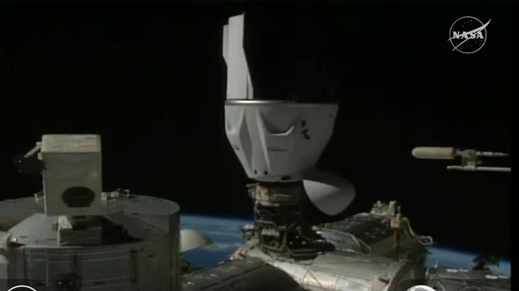 SpaceX Dragon spacecraft with Axiom Ax-4 crew docked with International Space Station