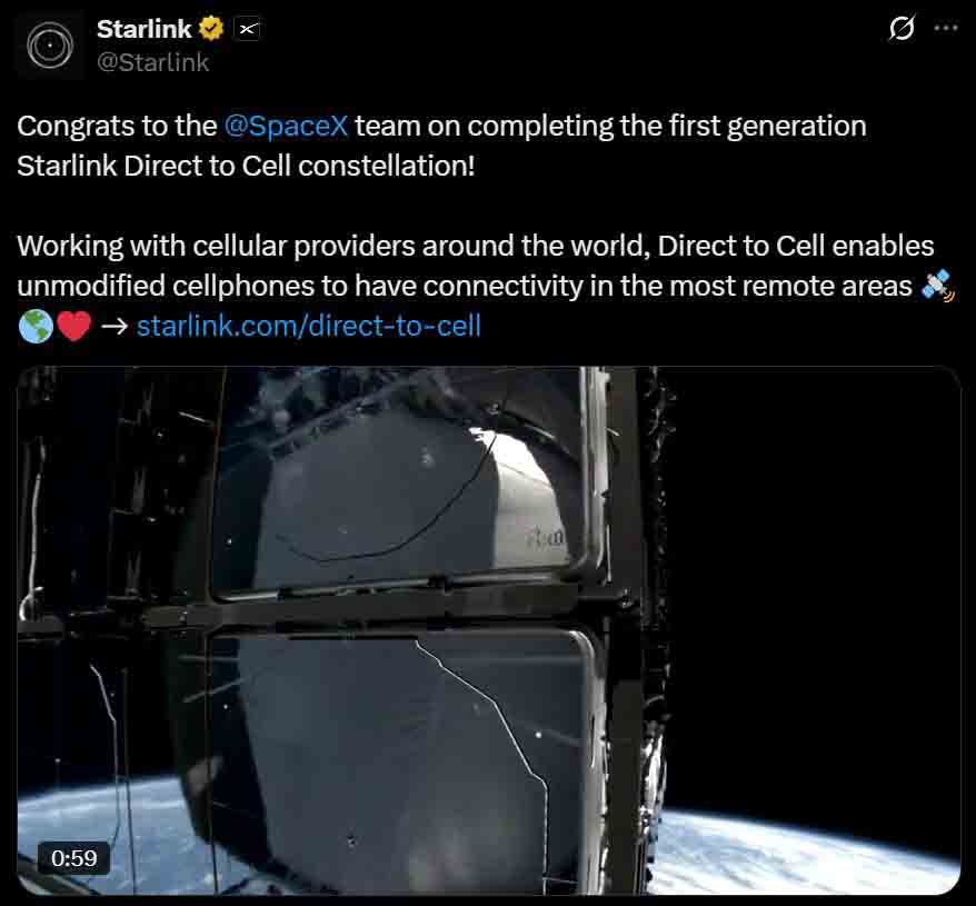 SpaceX Direct to Cell constellation