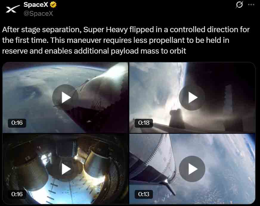 SpaceX Starship Flight 9 hot-staging