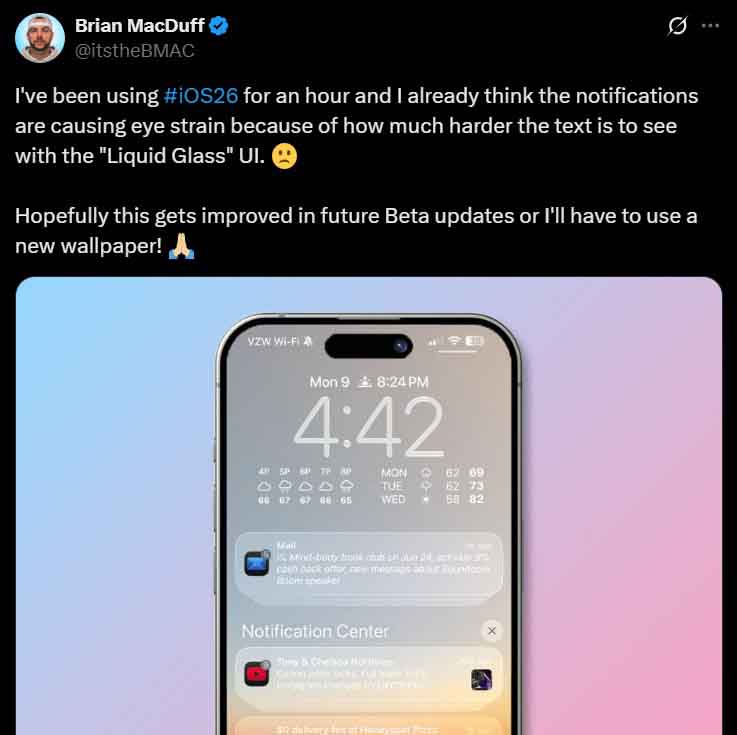 iOS 26 readability concerns