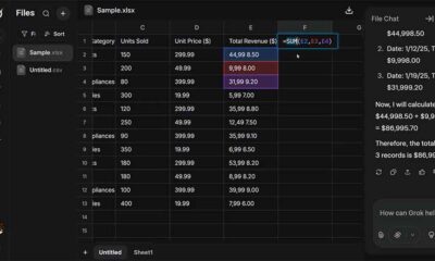 xAI Grok's spreadsheet editor