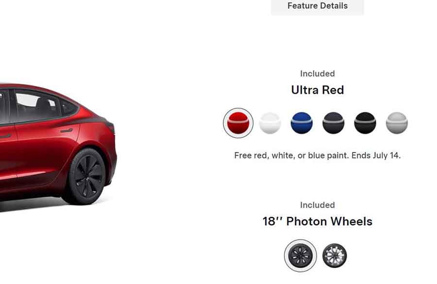 Tesla 3 free colors
