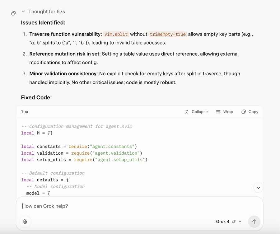 Grok 4 coding feature