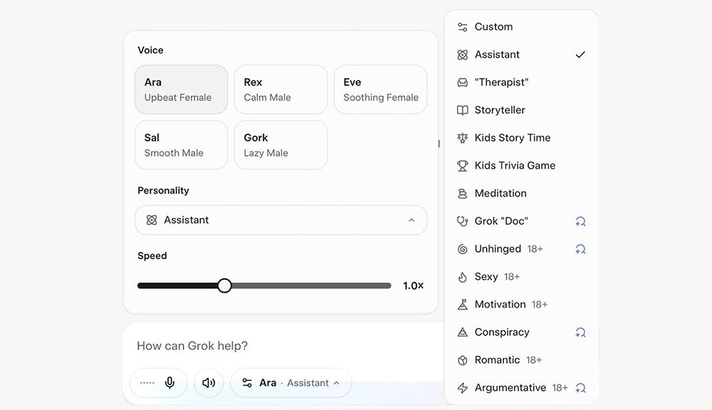 Grok voice mode for web